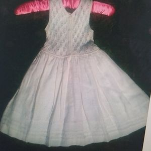 Kids white crochet & linen dress baby size 1-2